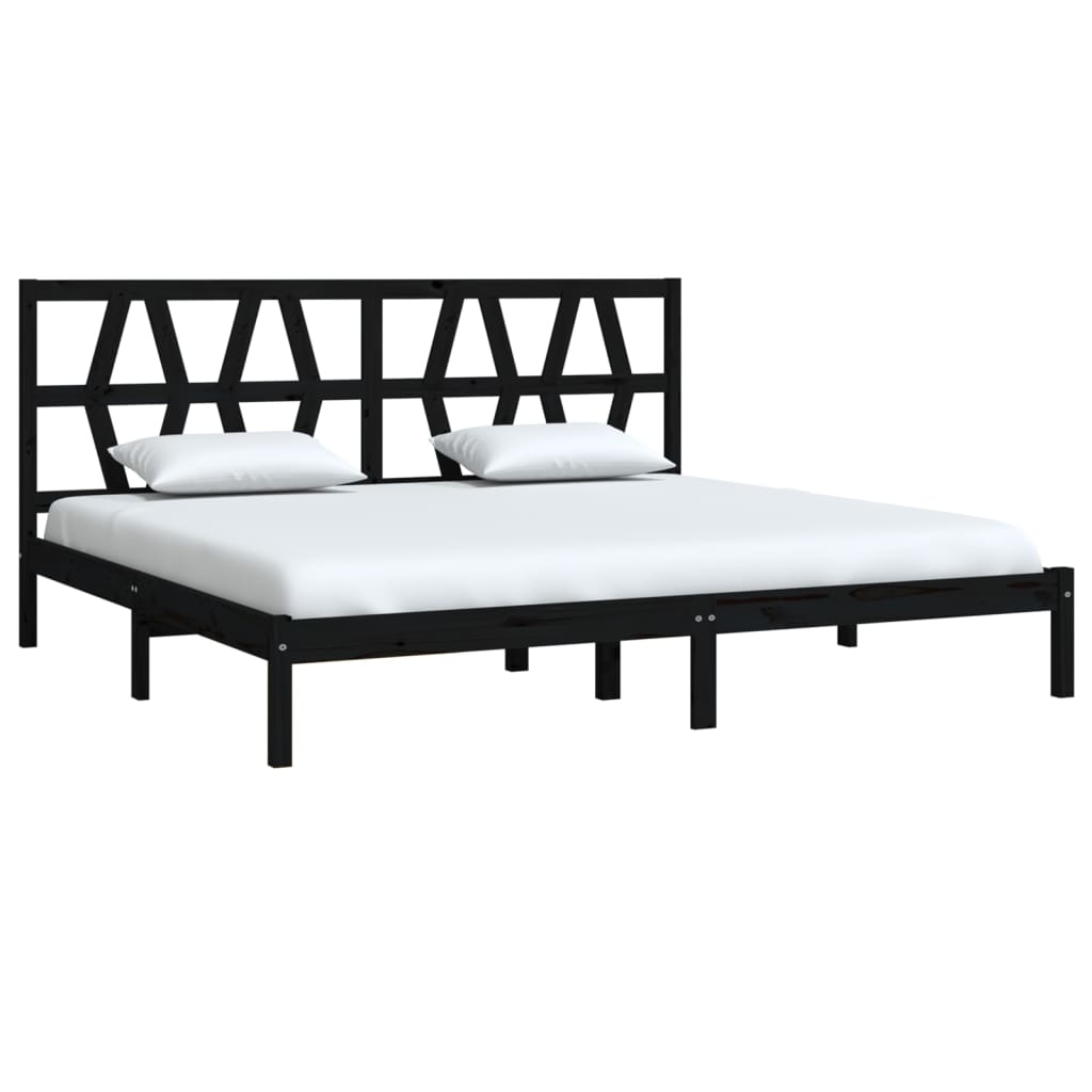 vidaXL Estrutura de cama 200x200 cm pinho maciço preto