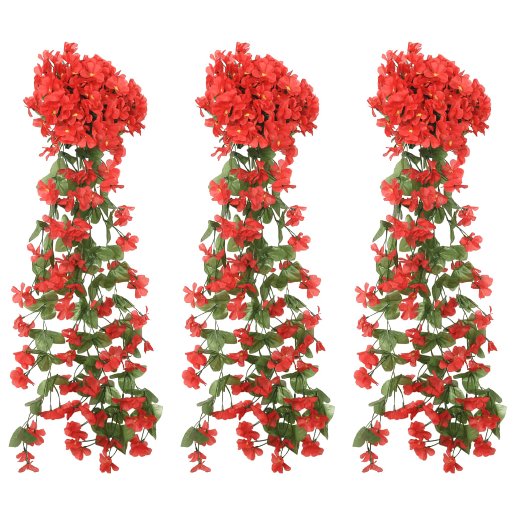 vidaXL Grinaldas de flores de Natal 3 pcs 85 cm vermelho