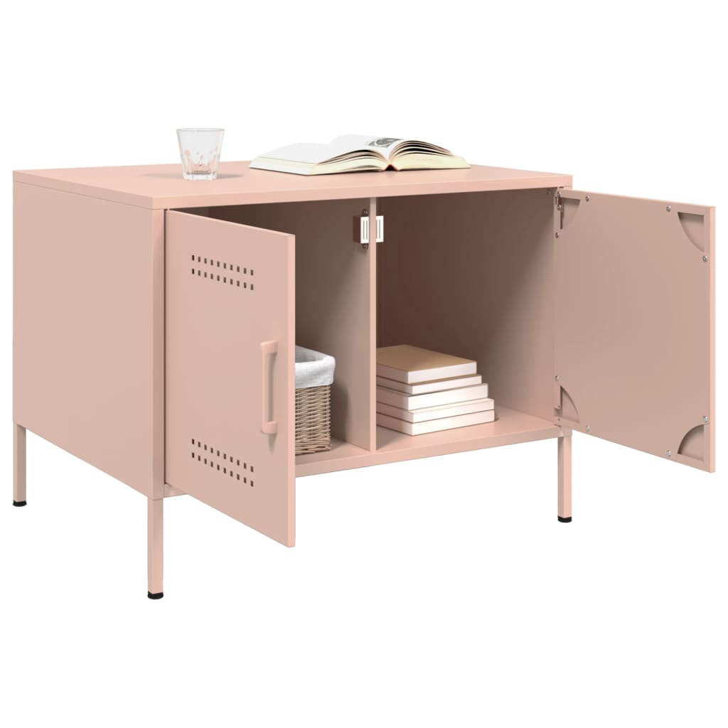 vidaXL Mesa de centro 68x50x50,5 cm aço rosa