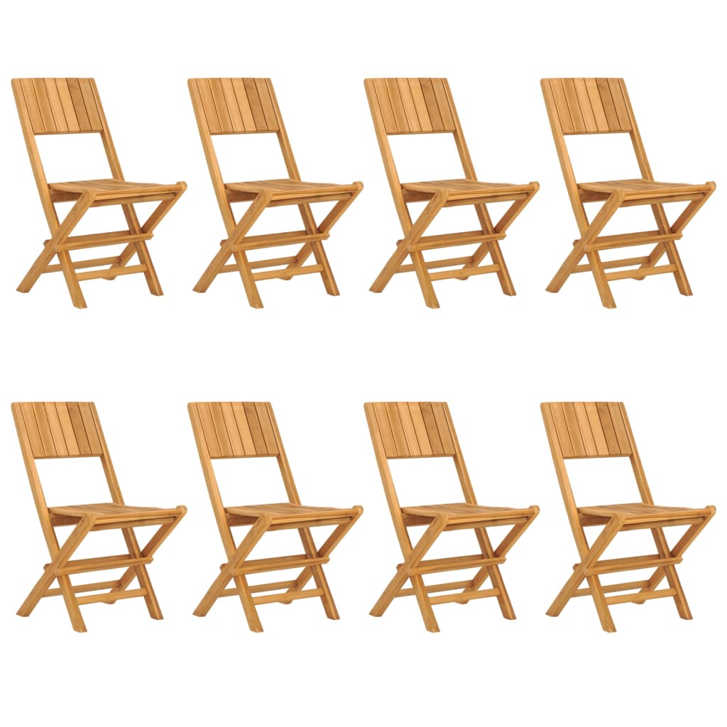 vidaXL Cadeiras de jardim dobráveis 8 pcs 47x61x90 cm teca maciça