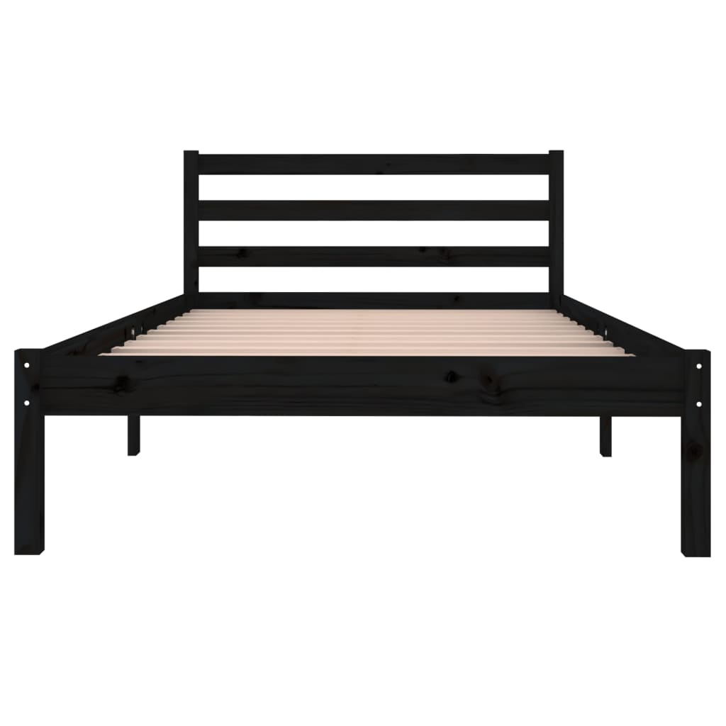 vidaXL Estrutura de cama 100x200 cm pinho maciço preto