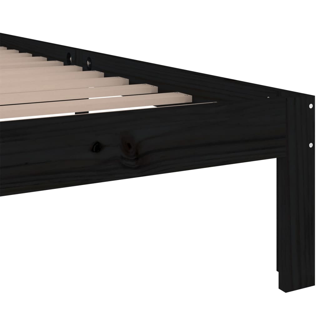 vidaXL Estrutura de cama solteiro 90x190 cm madeira maciça preto