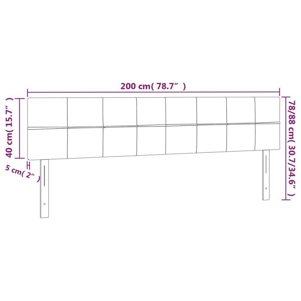 vidaXL Cabeceira de cama c/luzes LED veludo 200x5x78/88cm verde-escuro