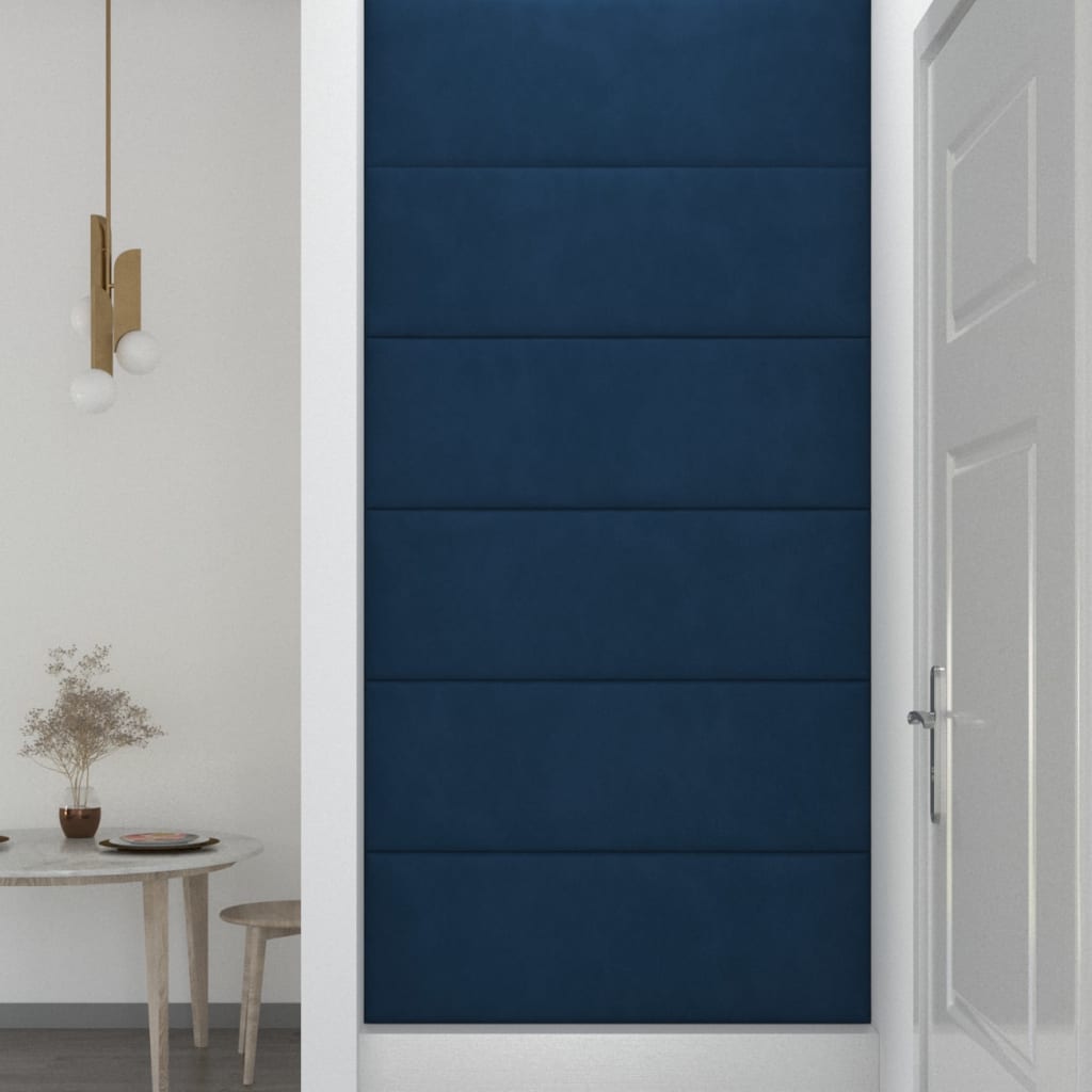 vidaXL Painel de parede 12 pcs 90x30 cm veludo 3,24 m² azul