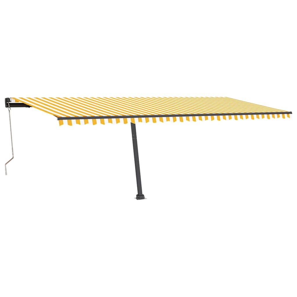 vidaXL Toldo autom. LED e sensor de vento 600x350 cm amarelo/branco