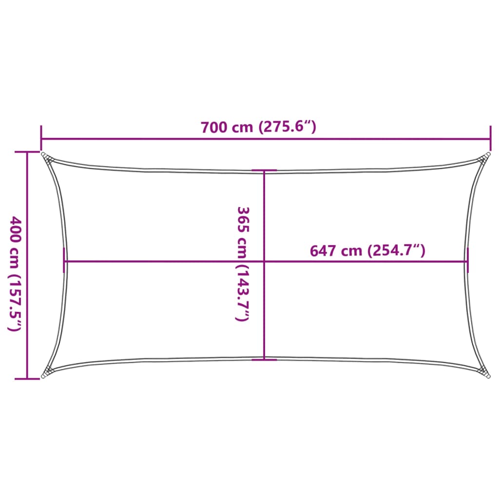 vidaXL Para-sol estilo vela 7x4 m oxford 100% poliéster cor areia