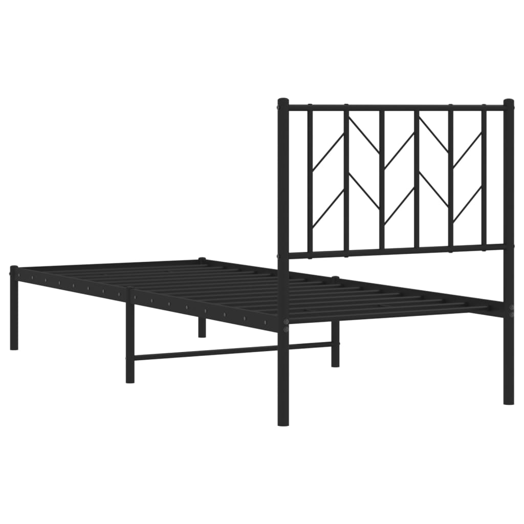 vidaXL Estrutura de cama metal s/ colchão c/ cabeceira 75x190 cm preto