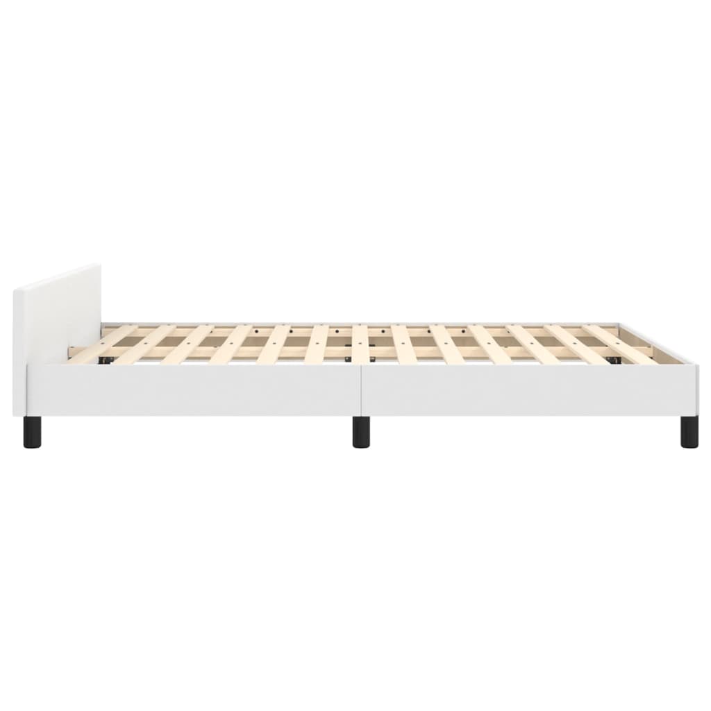 vidaXL Estrutura cama c/ cabeceira couro artificial 140x190 cm branco