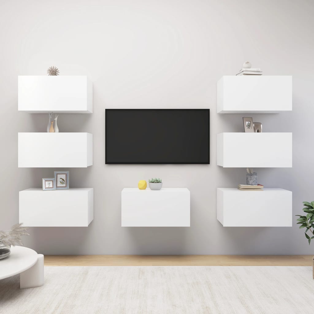 vidaXL Móveis de TV 7 pcs 30,5x30x60 cm derivados de madeira branco