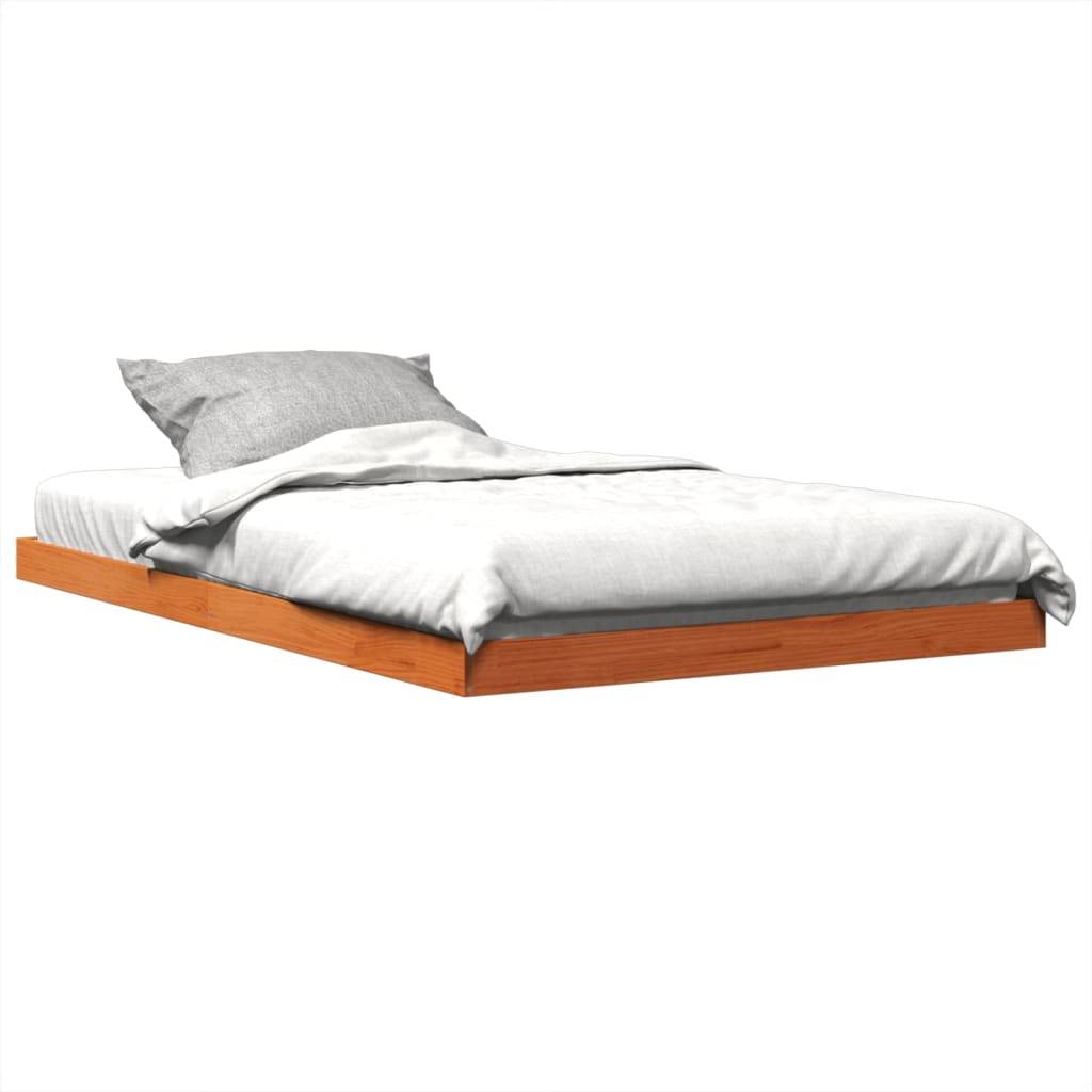 vidaXL Estrutura de cama 120x200 cm madeira pinho maciça castanho cera