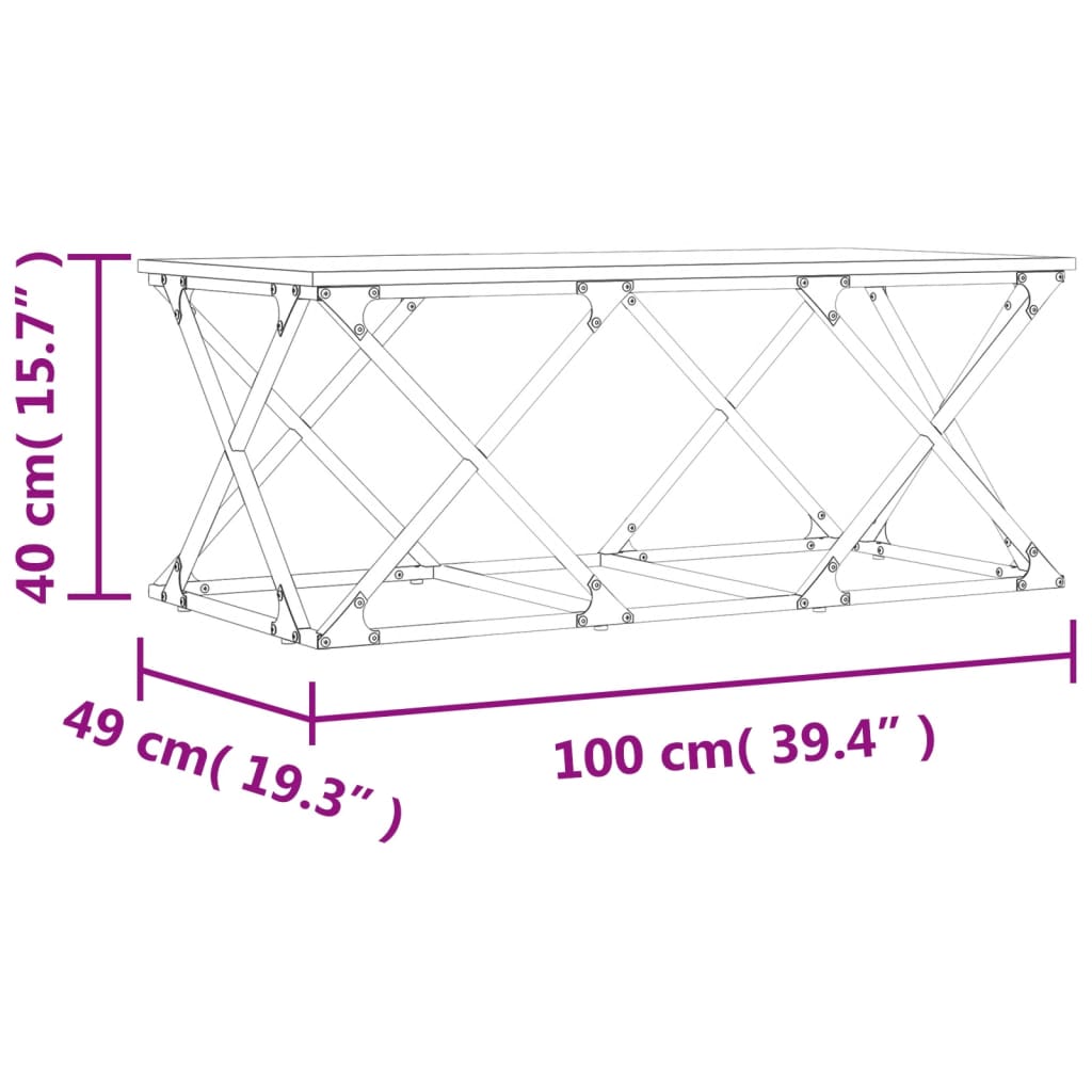 vidaXL Mesa de centro 100x49x40 cm derivados de madeira cinza sonoma