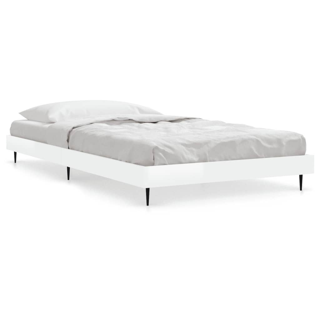 vidaXL Estrutura cama 90x190 cm derivados de madeira branco brilhante