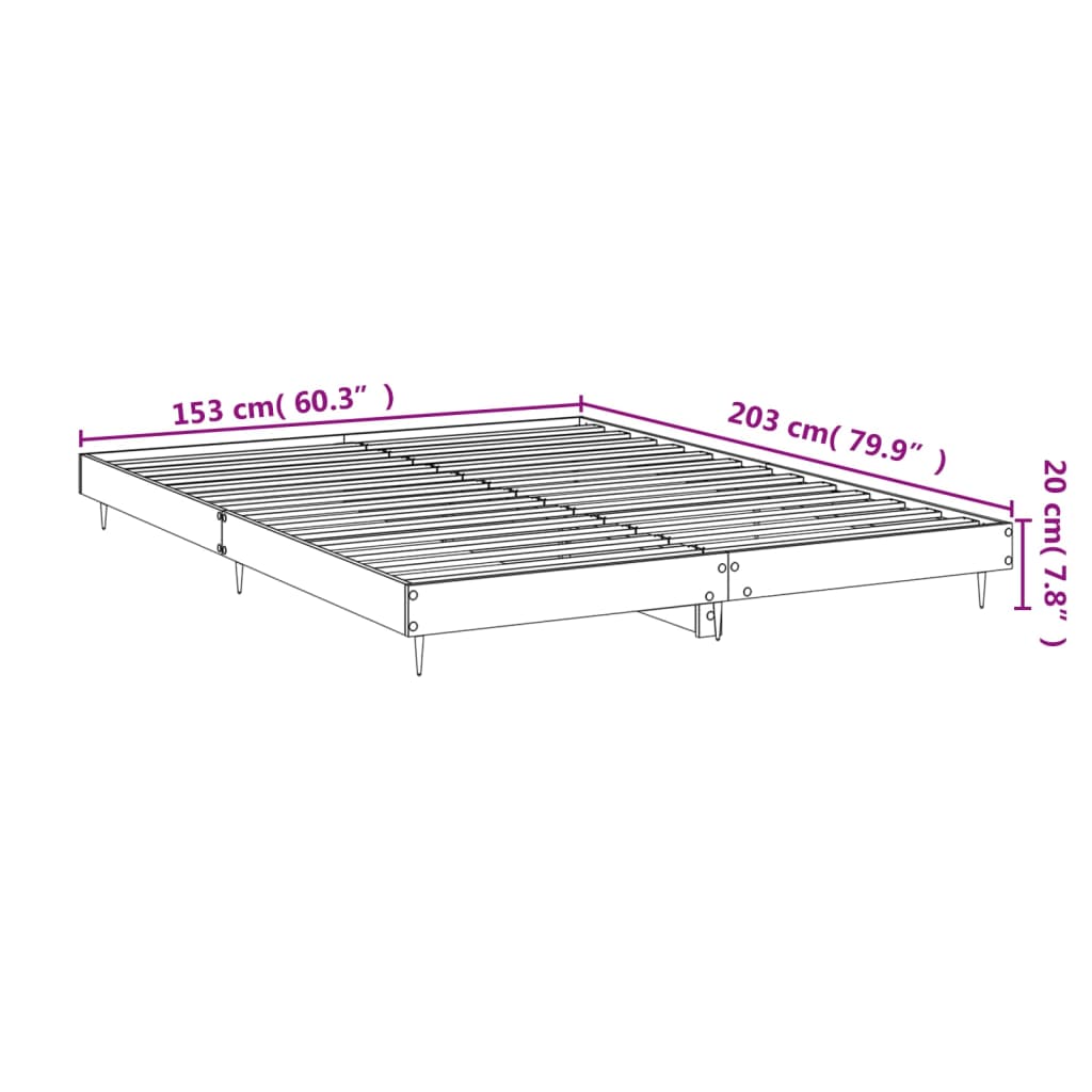 vidaXL Estrutura de cama 150x200 cm derivados madeira branco brilhante