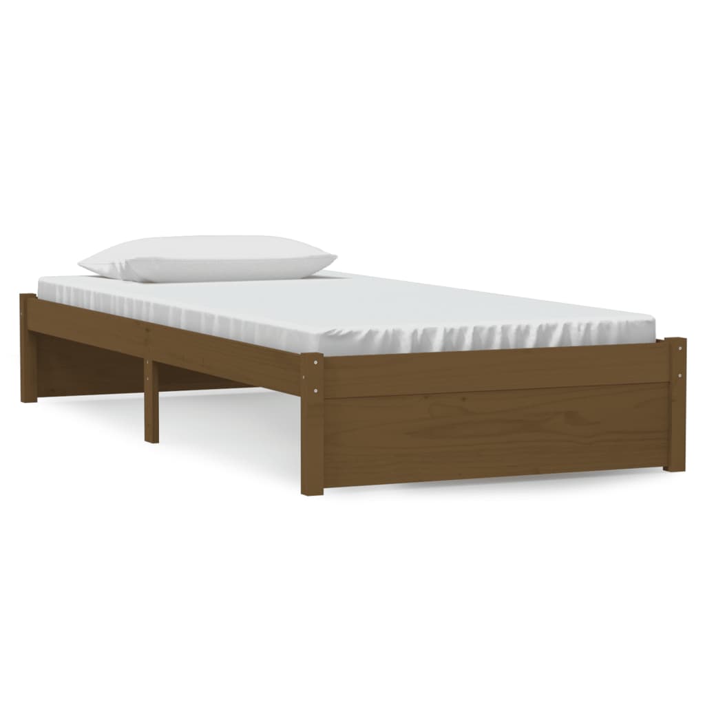 vidaXL Estrutura de cama solteiro 90x190cm madeira maciça castanho mel