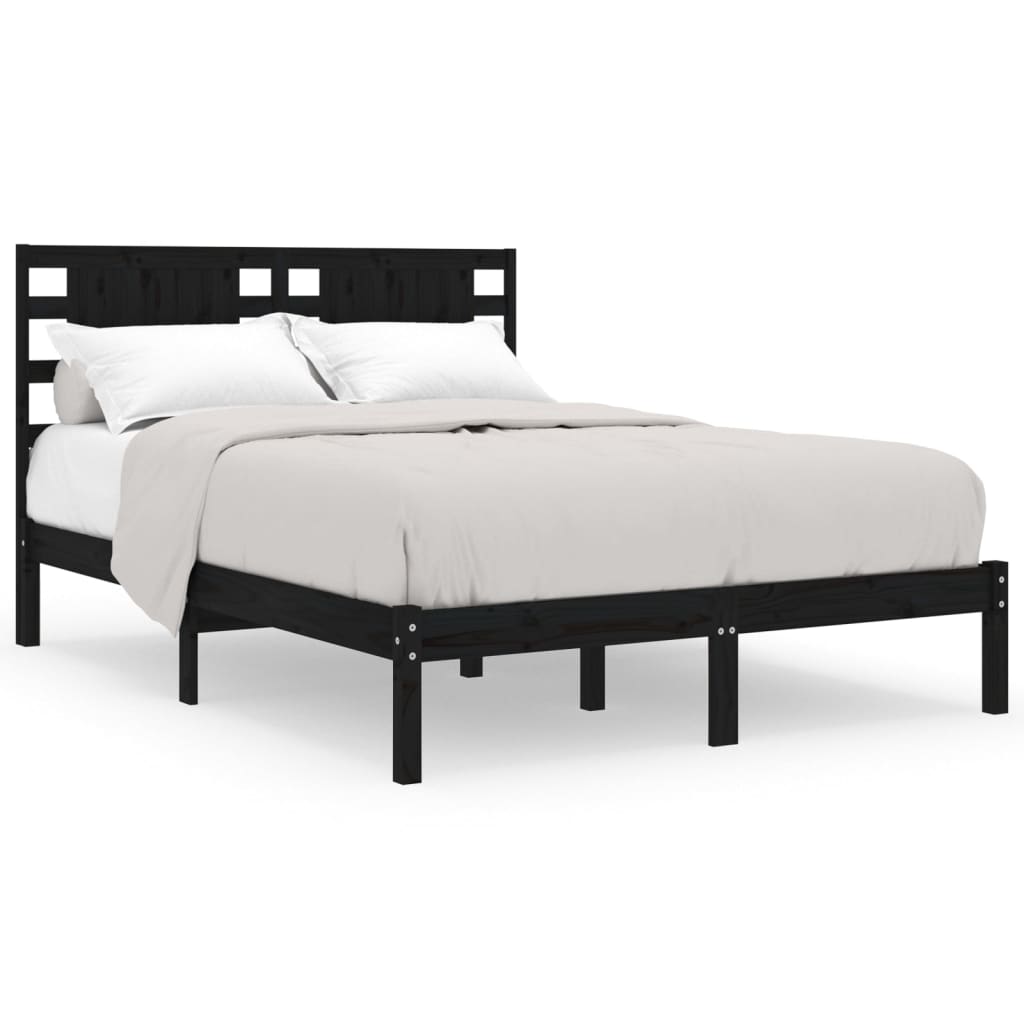 vidaXL Estrutura de cama 200x200 cm pinho maciço preto