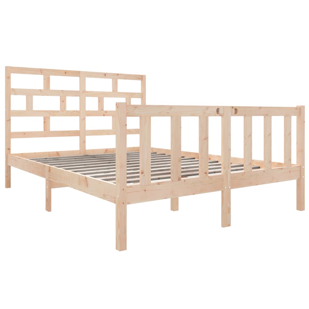 vidaXL Estrutura de cama casal 135x190 cm pinho maciço