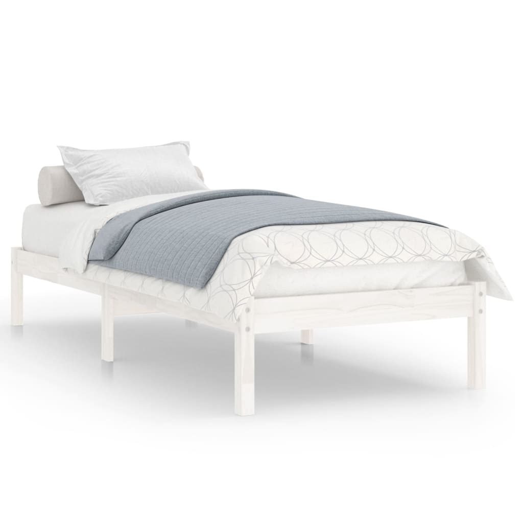 vidaXL Estrutura de cama 100x200 cm madeira pinho maciça branco