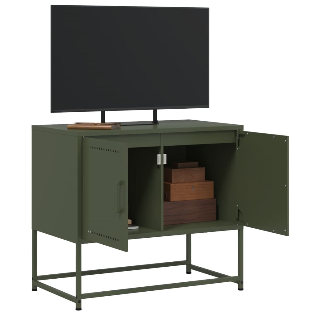 vidaXL Móvel de TV 68,5x39x60,5 aço verde azeitona