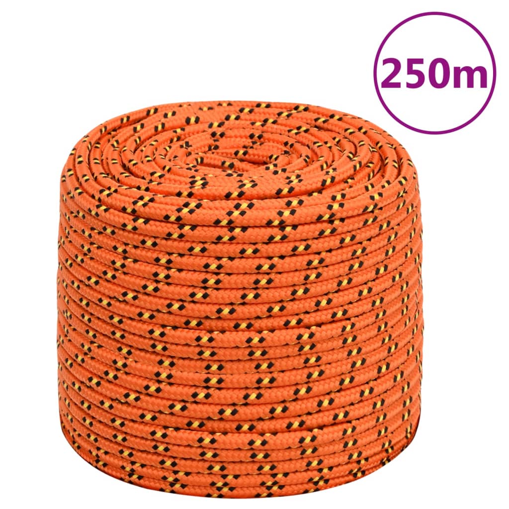 vidaXL Corda de barco 8 mm 250 m polipropileno laranja