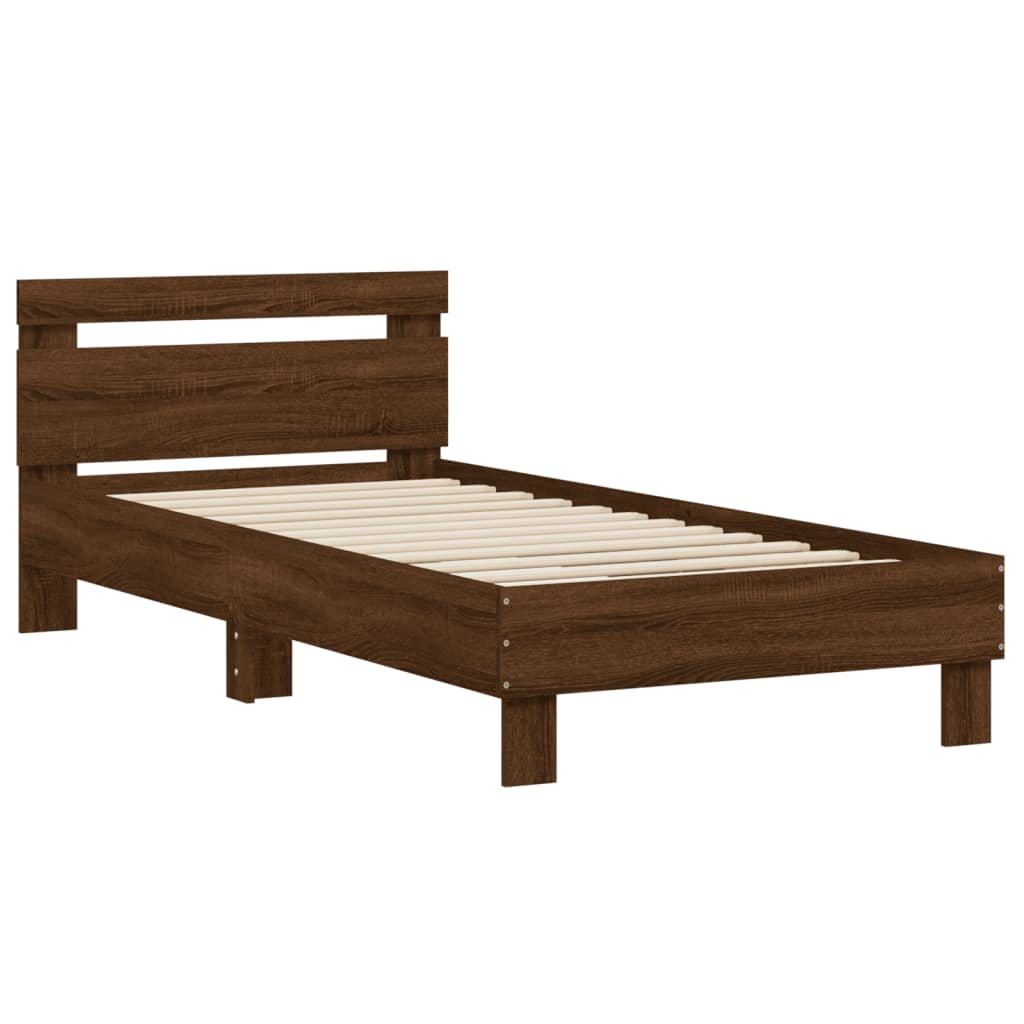 vidaXL Cama sem colchão com cabeceira 75x190 cm carvalho castanho