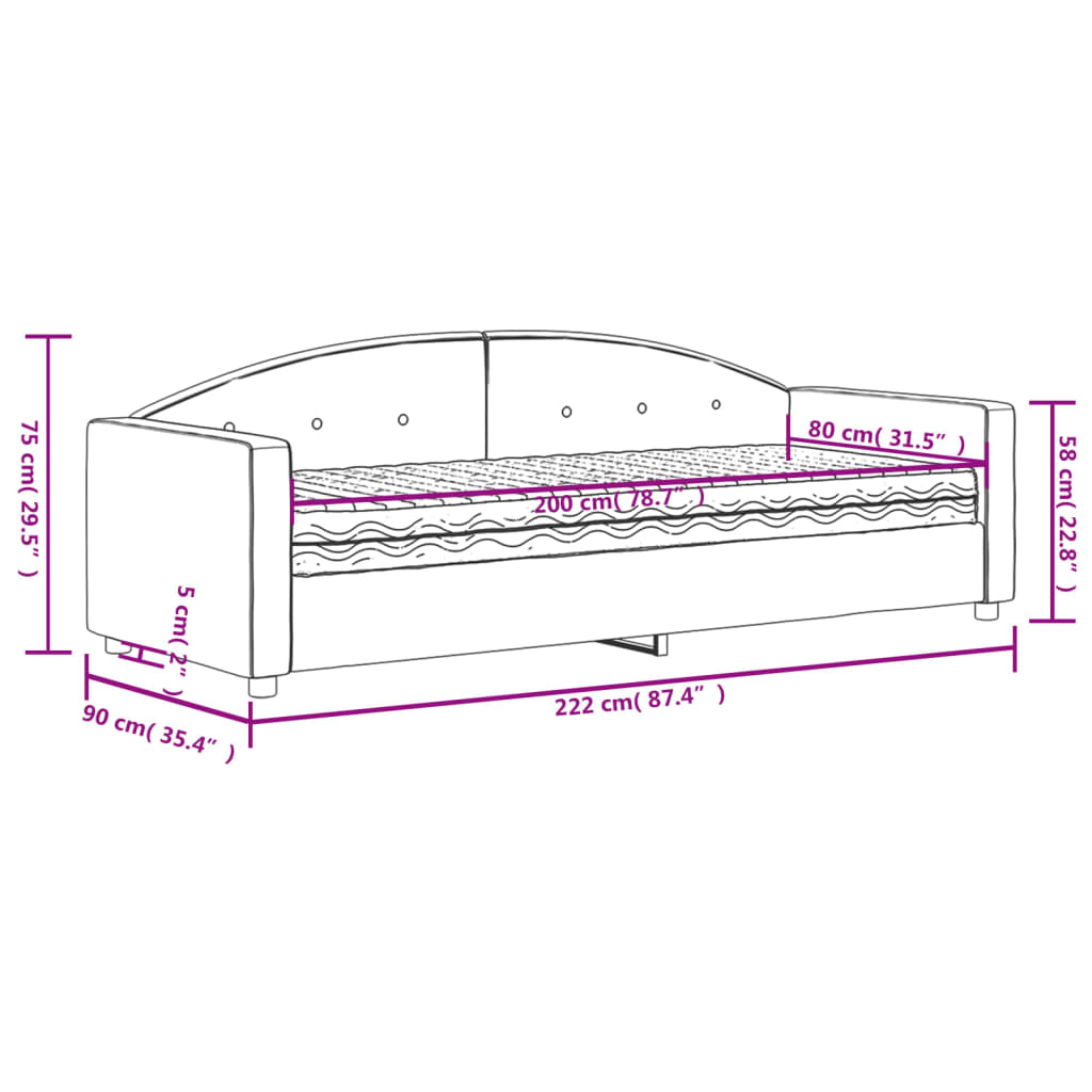 vidaXL Sofá-cama com colchão 80x200 cm veludo amarelo