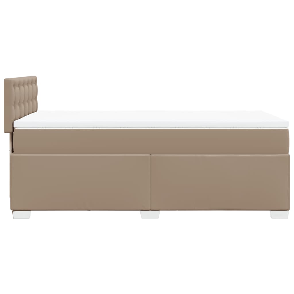 vidaXL Cama com molas/colchão 100x200 cm couro artificial cappuccino