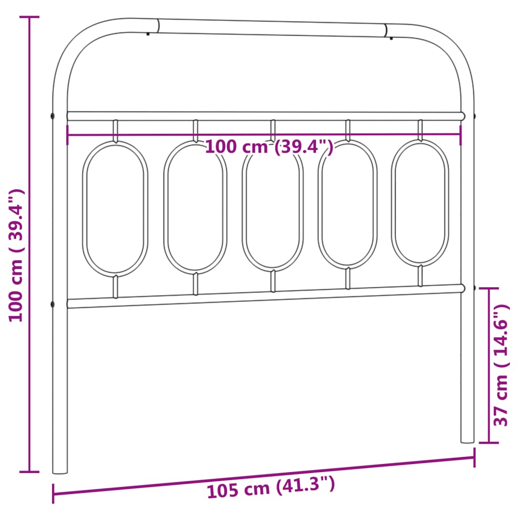 vidaXL Cabeceira de cama 100 cm metal branco