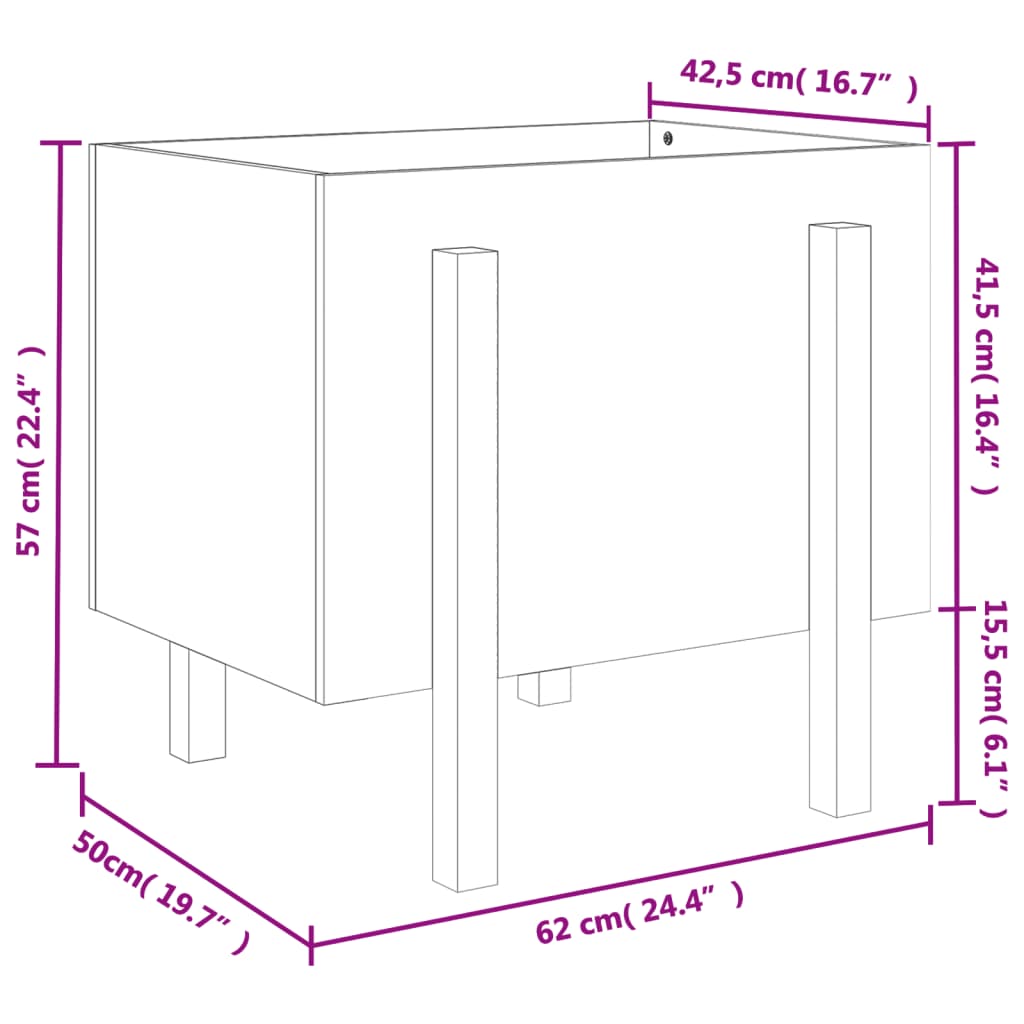 vidaXL Vaso/floreira de jardim 62x50x57 cm pinho maciço castanho-mel