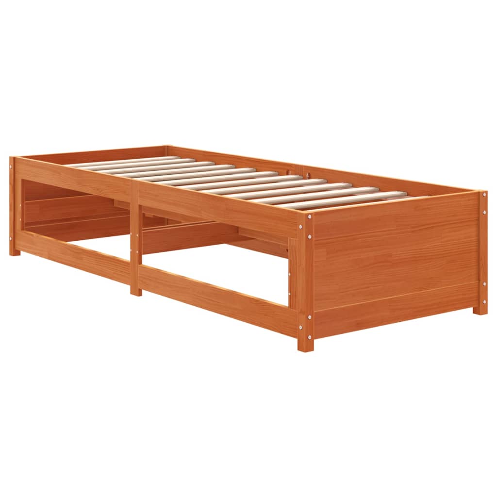 vidaXL Sofá-cama 75x190 cm madeira de pinho maciça castanho cera