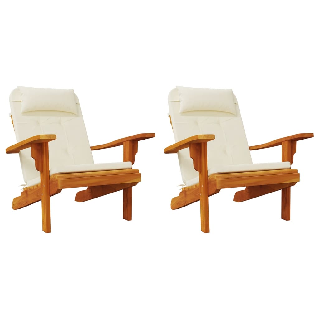 vidaXL Almofadões p/ cadeira adirondack 2 pcs tecido oxford cor creme