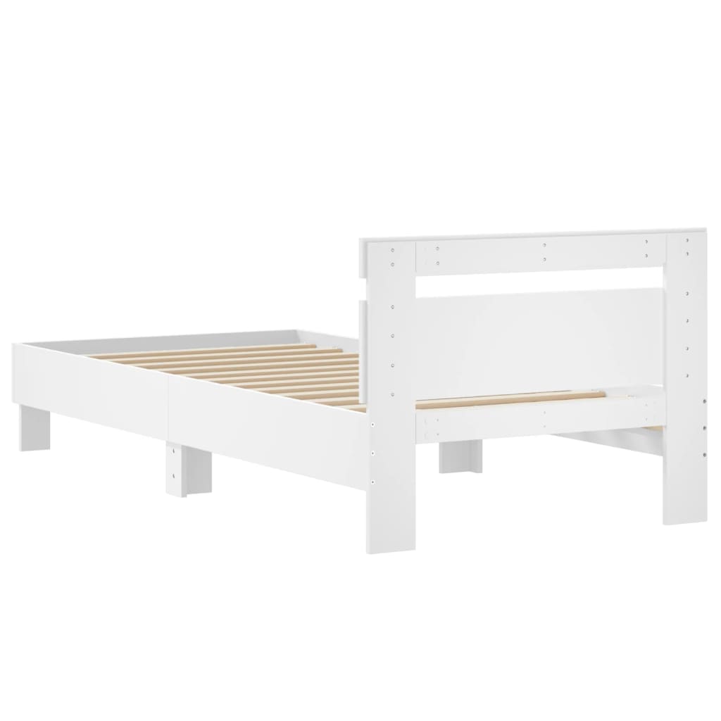 vidaXL Estrutura cama cabeceira 75x190 cm derivados de madeira branco