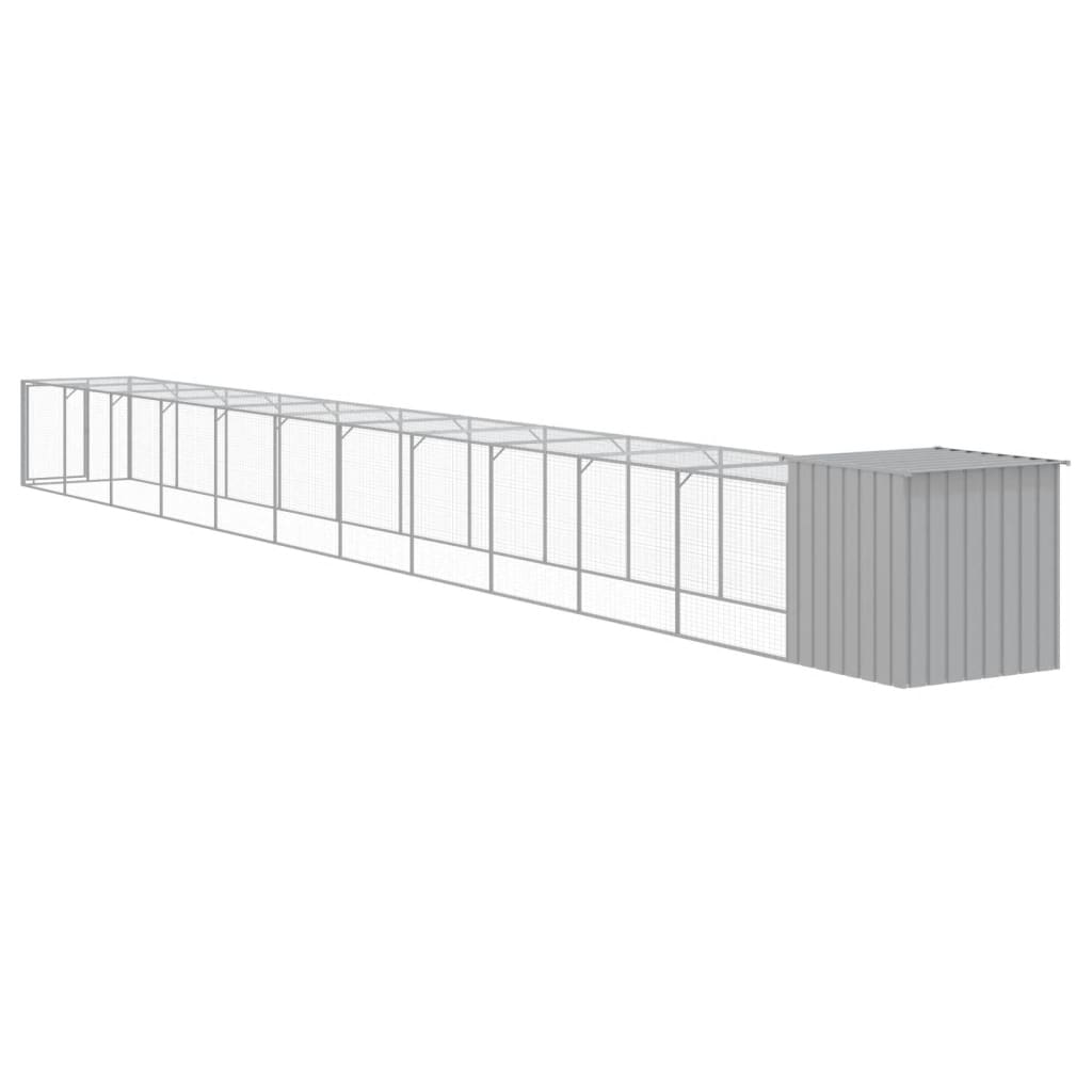 vidaXL Galinheiro com anexo 110x1221x110cm aço galvanizado cinza-claro