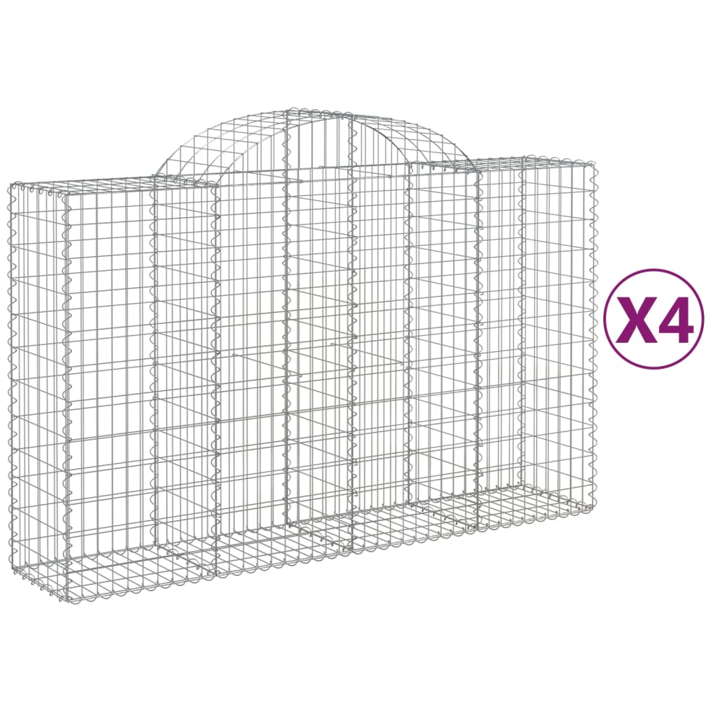 vidaXL Cestos gabião arqueados 4pcs 200x50x120/140cm ferro galvanizado