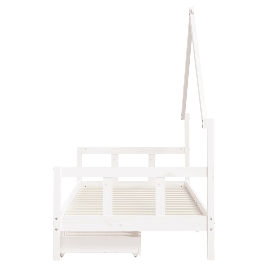 vidaXL Estrutura cama infantil c/ gavetas 90x190cm pinho maciço branco