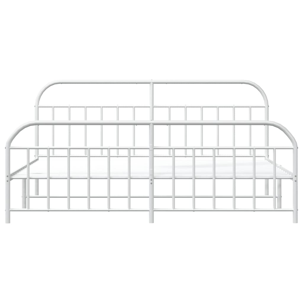 vidaXL Estrutura de cama com cabeceira e pés 193x203 cm metal branco