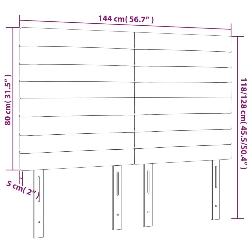 vidaXL Cabeceira de cama c/ LED veludo 144x5x118/128 cm cinza-escuro