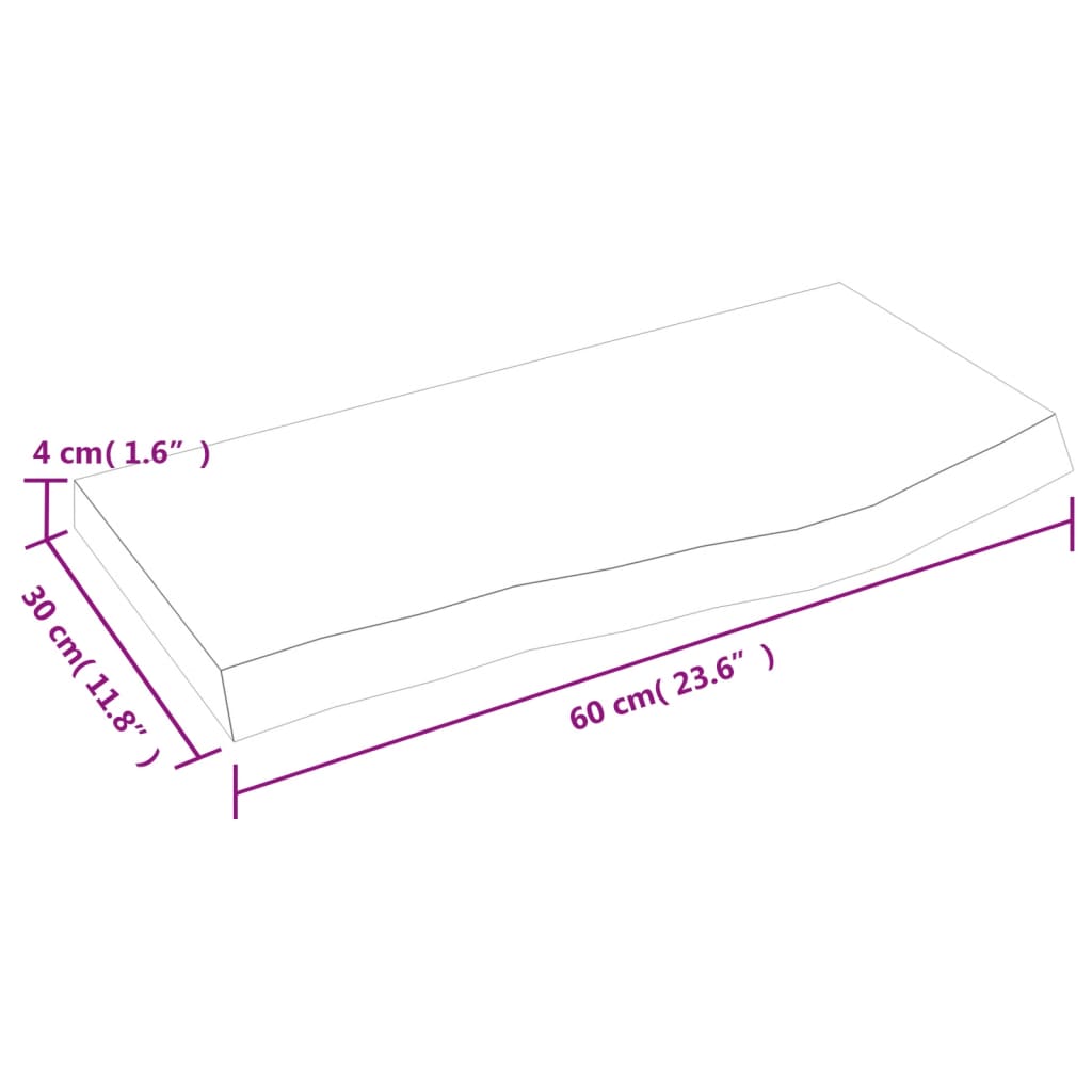 vidaXL Prateleira de parede 60x30x(2-4) cm carvalho maciço não tratado