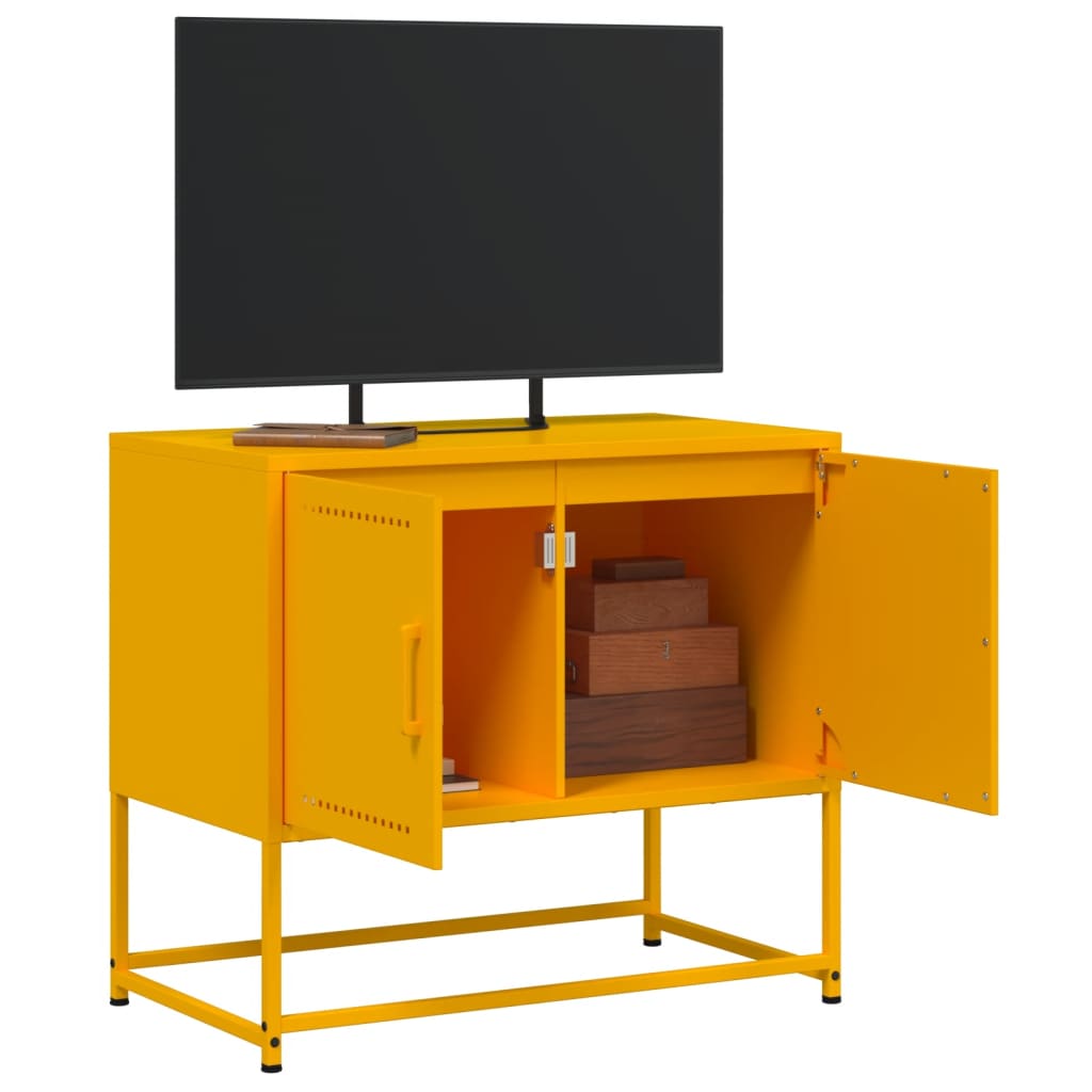 vidaXL Móvel de TV 68,5x39x60,5 cm aço amarelo mostarda