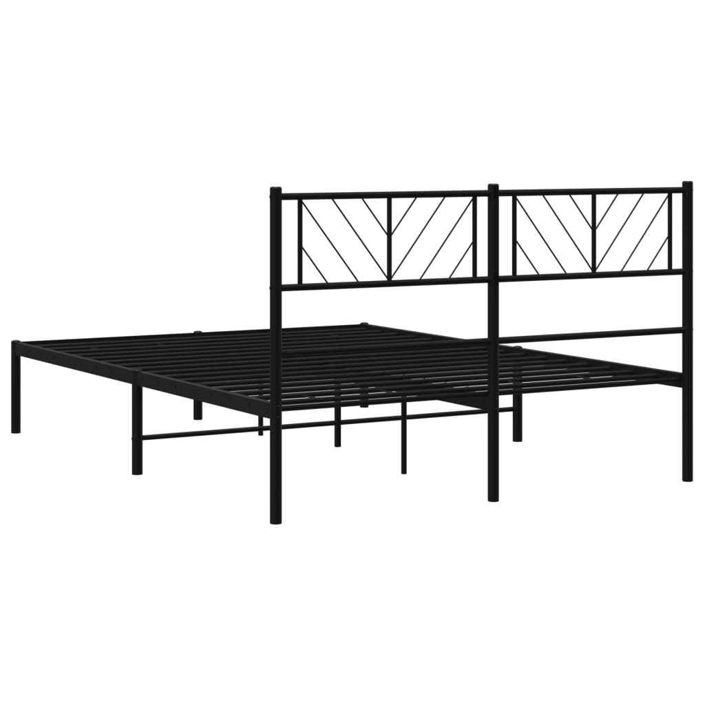 vidaXL Estrutura de cama em metal com cabeceira 150x200 cm preto