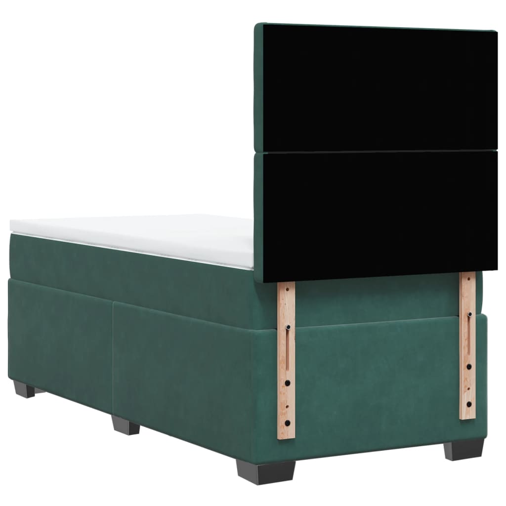 vidaXL Cama com molas/colchão 90x190 cm veludo verde-escuro