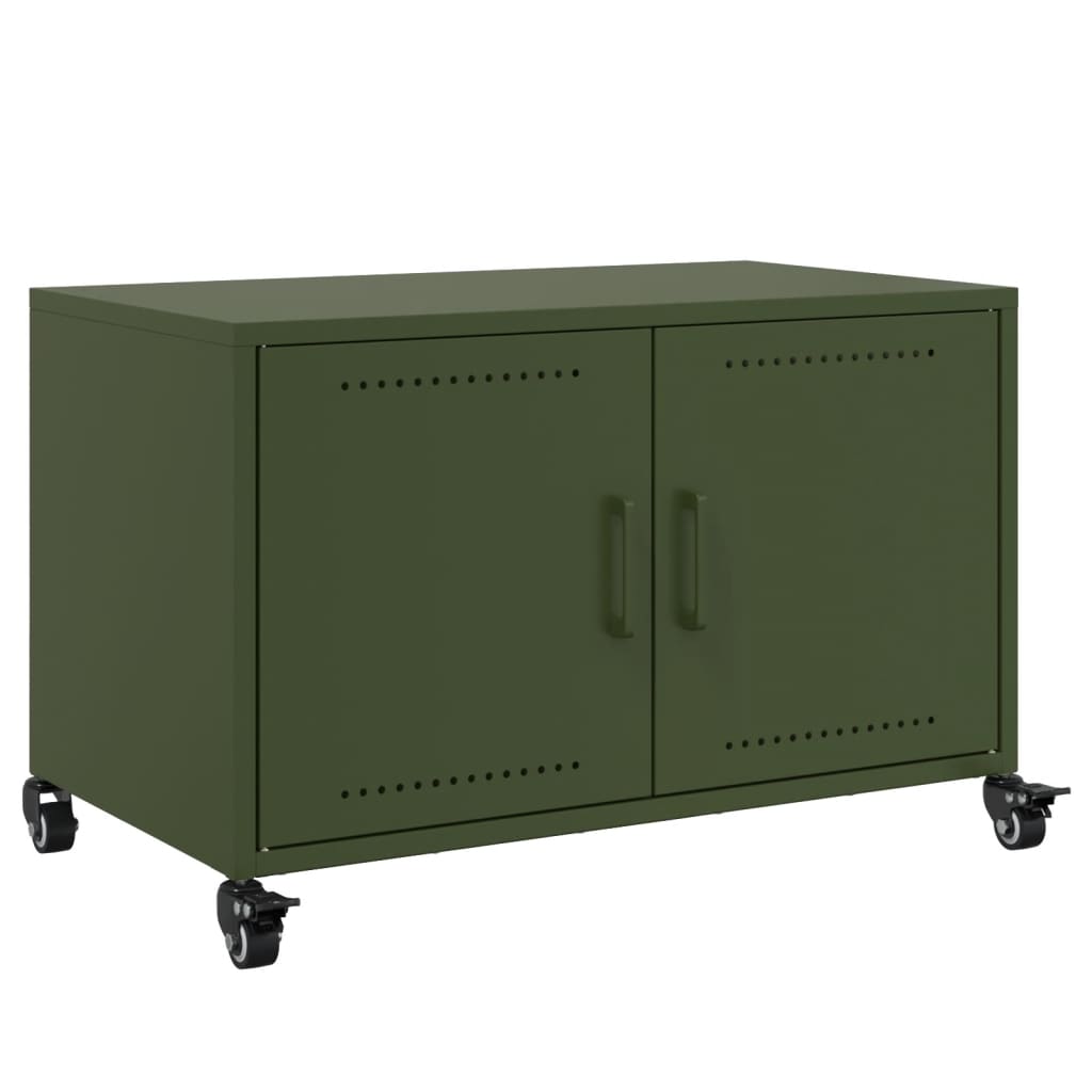 vidaXL Móvel de TV 68x39x43,5 cm aço verde azeitona