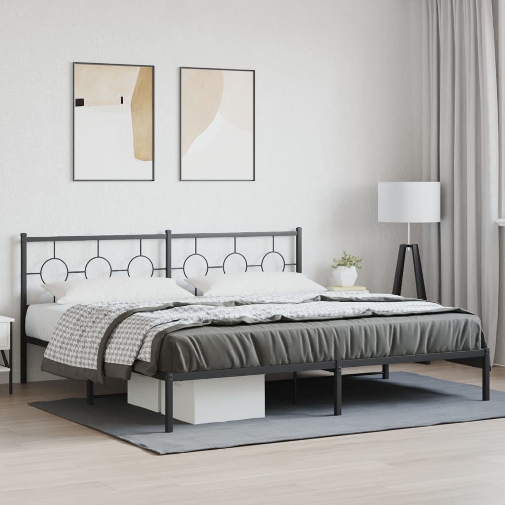 vidaXL Estrutura de cama com cabeceira 193x203 cm metal preto