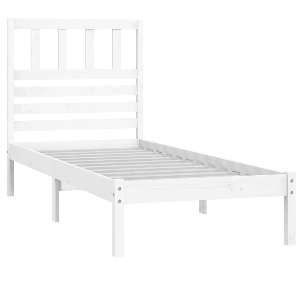 vidaXL Estrutura de cama de solteiro 90x190 cm pinho maciço branco