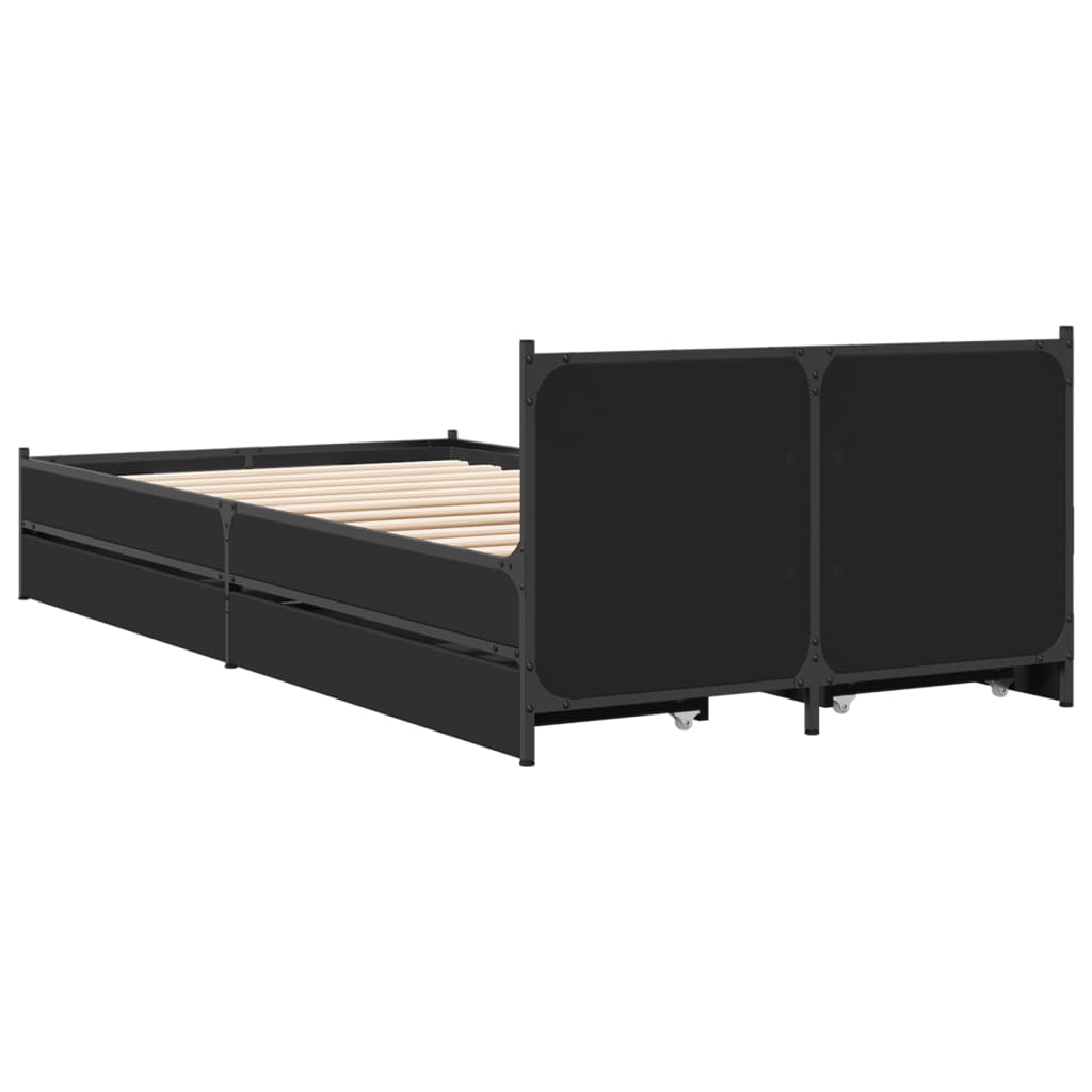 vidaXL Estrutura cama c/ gavetas 90x190 cm derivados de madeira preto