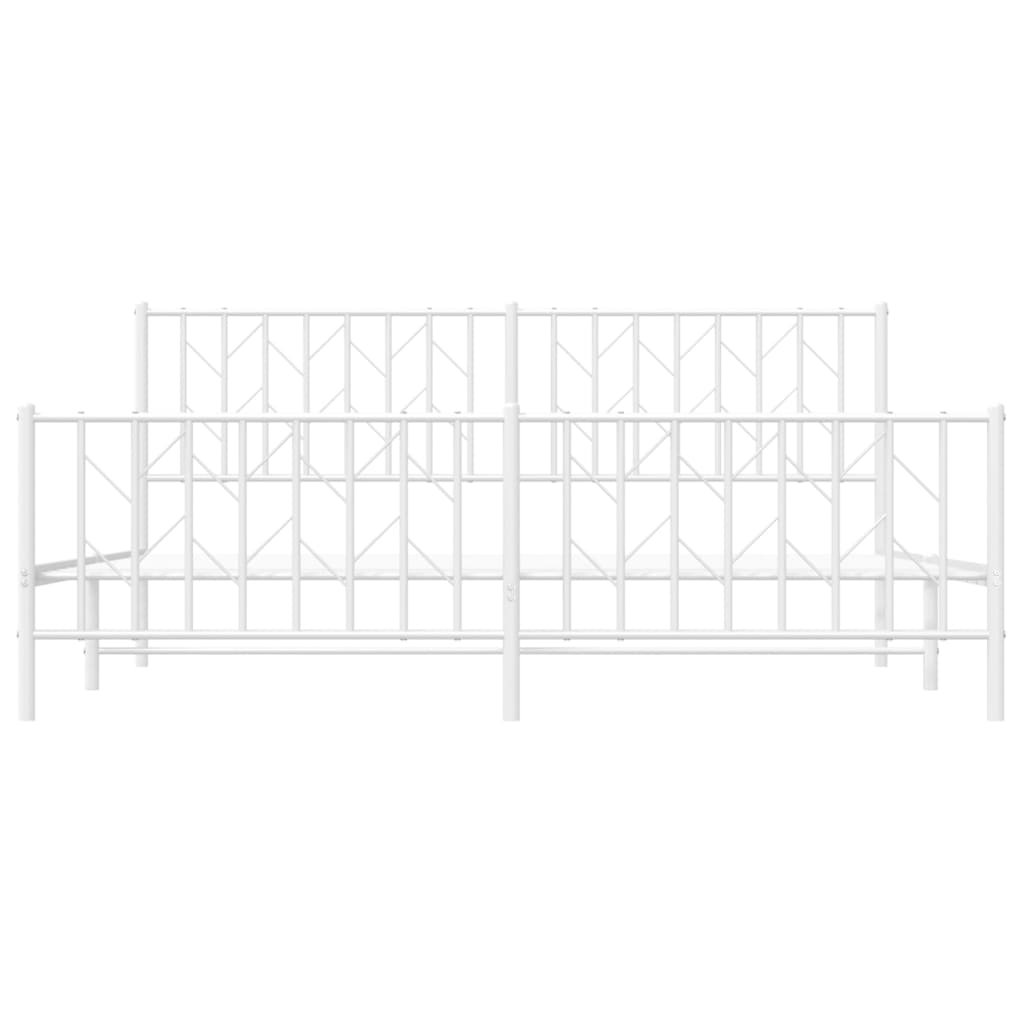 vidaXL Estrutura de cama com cabeceira e pés 183x213 cm metal branco