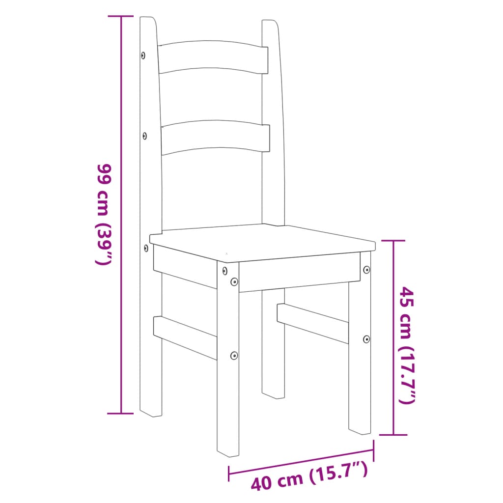 vidaXL Cadeiras de jantar 2 pcs 40x46x99 cm madeira de pinho maciça