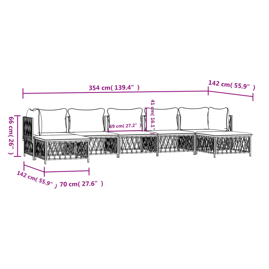 vidaXL 7 pcs conjunto lounge de jardim com almofadões aço antracite