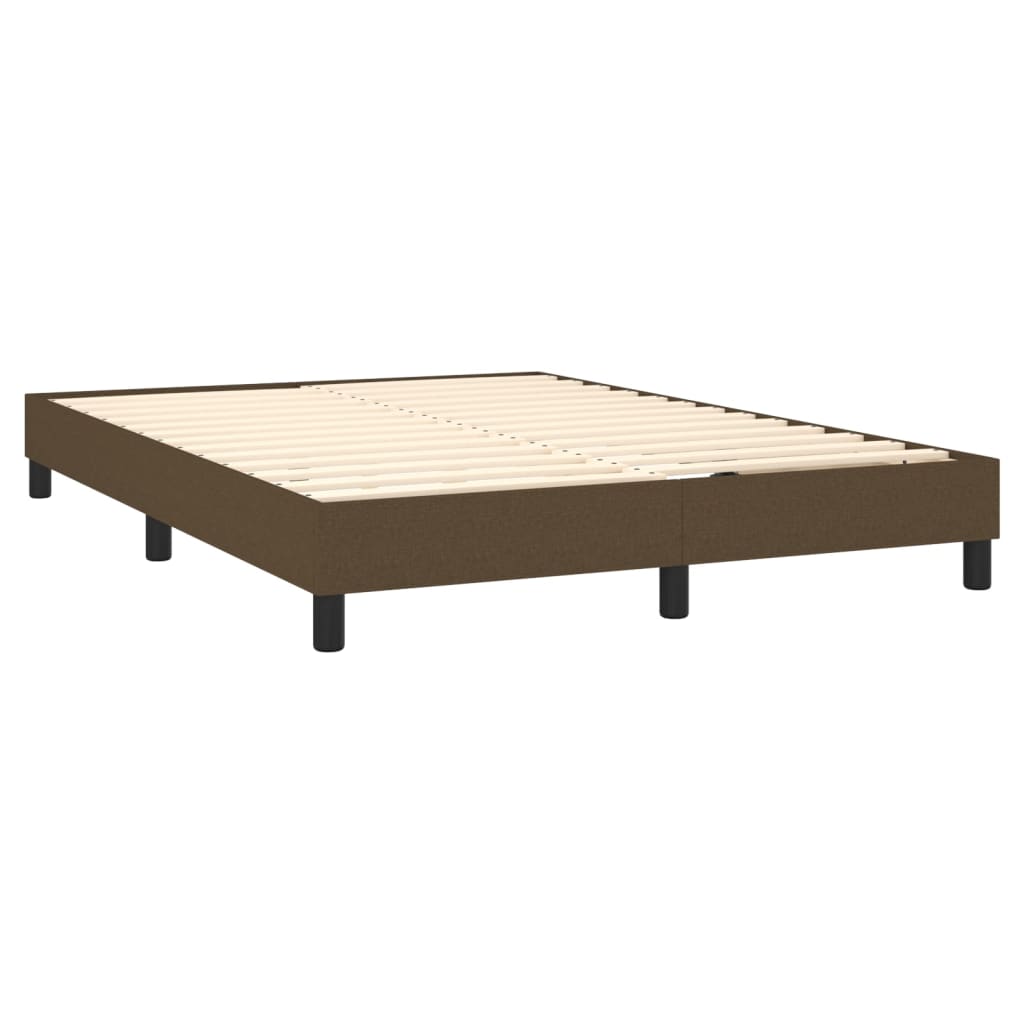 vidaXL Cama box spring c/ colchão/LED 140x190cm tecido castanho-escuro