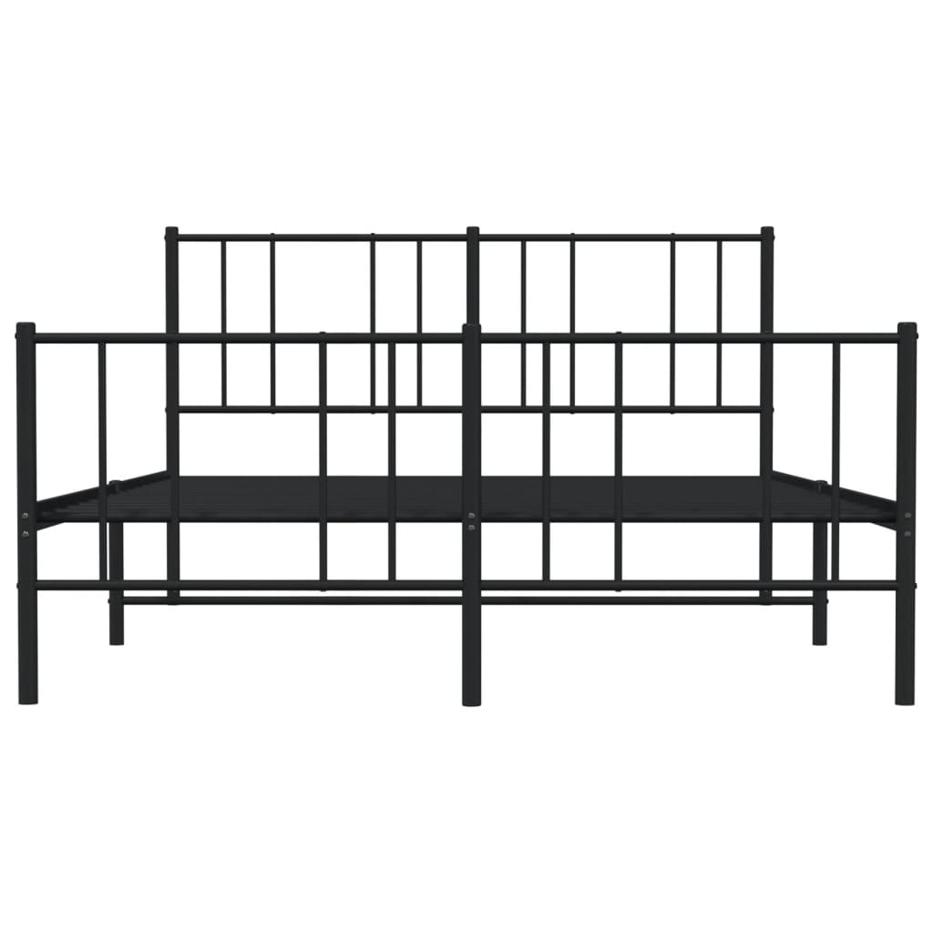 vidaXL Estrutura de cama com cabeceira e pés 120x200 cm metal preto