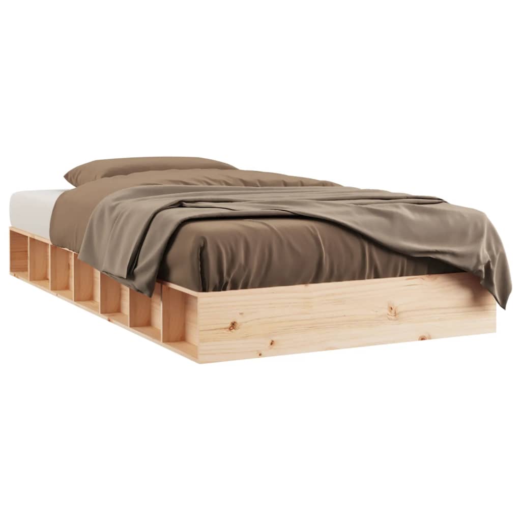 vidaXL Estrutura de cama pequena casal 120x190 cm pinho maciço